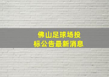 佛山足球场投标公告最新消息