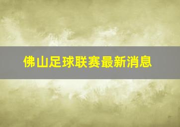 佛山足球联赛最新消息