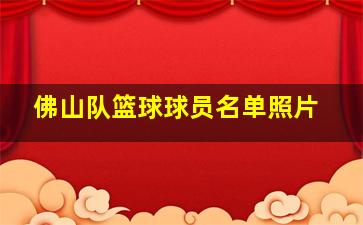 佛山队篮球球员名单照片