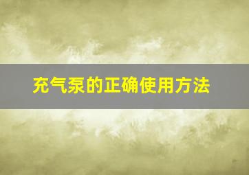 充气泵的正确使用方法