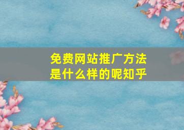 免费网站推广方法是什么样的呢知乎