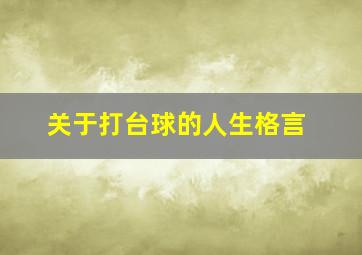 关于打台球的人生格言