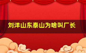 刘洋山东泰山为啥叫厂长