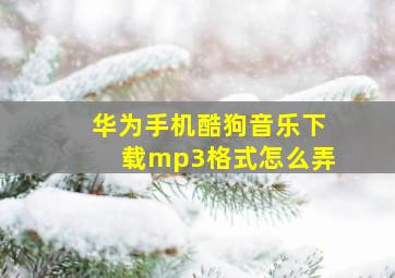 华为手机酷狗音乐下载mp3格式怎么弄