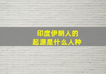 印度伊朗人的起源是什么人种