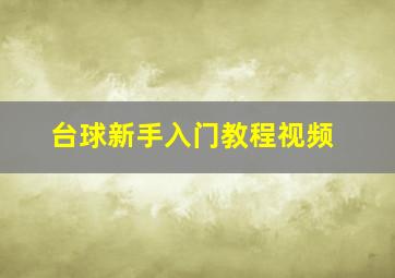 台球新手入门教程视频