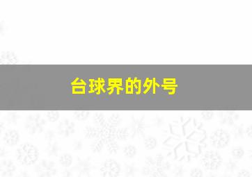 台球界的外号