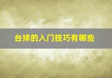 台球的入门技巧有哪些