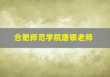 合肥师范学院唐银老师