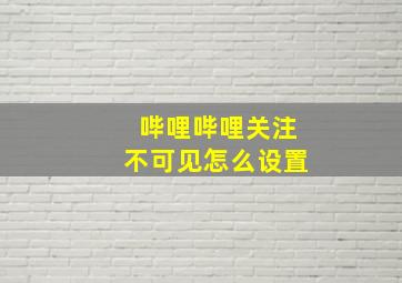 哔哩哔哩关注不可见怎么设置