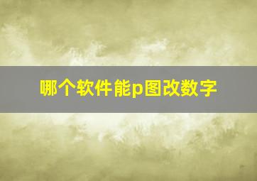 哪个软件能p图改数字