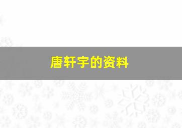 唐轩宇的资料