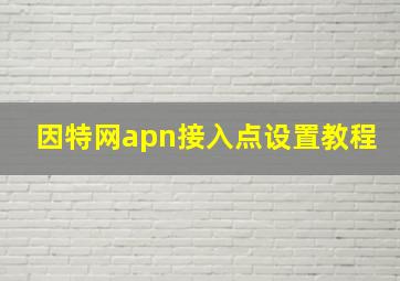 因特网apn接入点设置教程