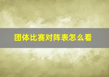 团体比赛对阵表怎么看