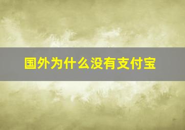 国外为什么没有支付宝