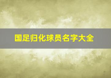 国足归化球员名字大全