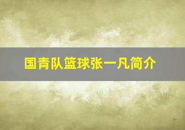 国青队篮球张一凡简介