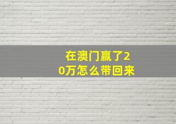 在澳门赢了20万怎么带回来