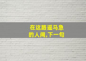 在这路遥马急的人间,下一句