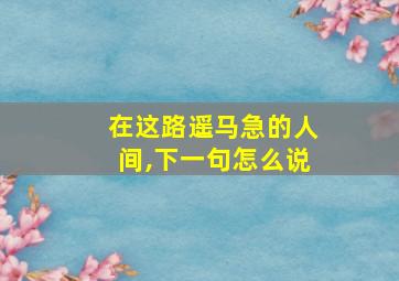 在这路遥马急的人间,下一句怎么说