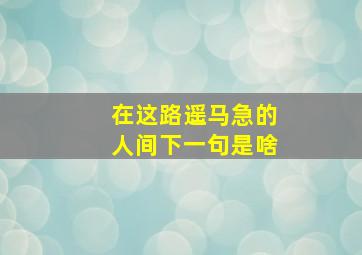 在这路遥马急的人间下一句是啥