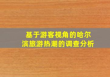 基于游客视角的哈尔滨旅游热潮的调查分析