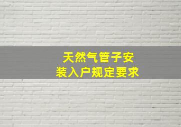 天然气管子安装入户规定要求