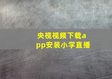 央视视频下载app安装小学直播