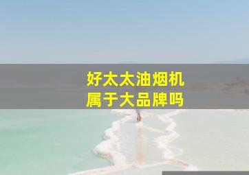 好太太油烟机属于大品牌吗