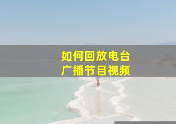 如何回放电台广播节目视频