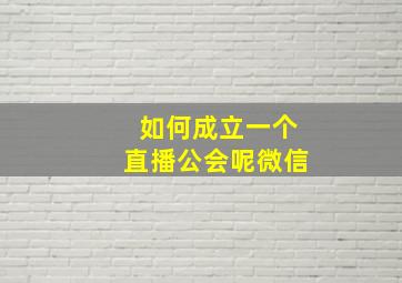 如何成立一个直播公会呢微信