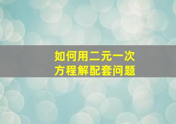 如何用二元一次方程解配套问题