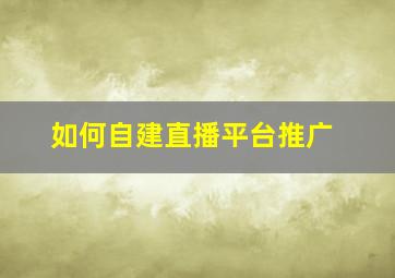 如何自建直播平台推广