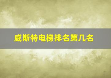 威斯特电梯排名第几名