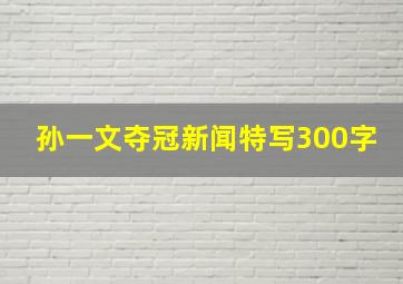 孙一文夺冠新闻特写300字