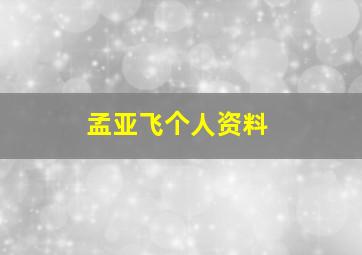 孟亚飞个人资料