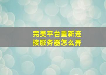 完美平台重新连接服务器怎么弄