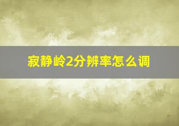 寂静岭2分辨率怎么调