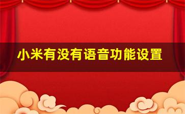 小米有没有语音功能设置