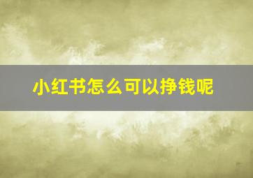 小红书怎么可以挣钱呢