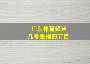 广东体育频道几号重播的节目