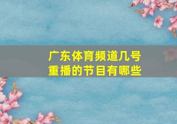 广东体育频道几号重播的节目有哪些