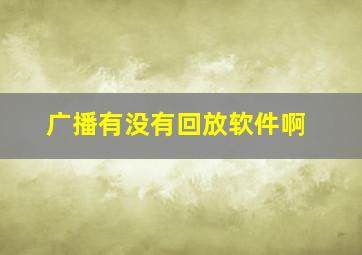 广播有没有回放软件啊