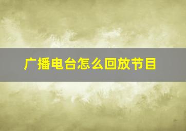 广播电台怎么回放节目