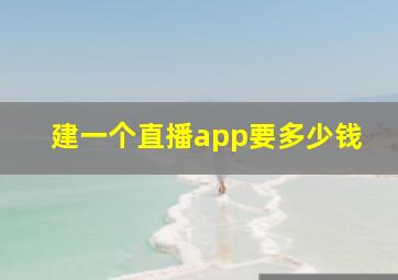 建一个直播app要多少钱