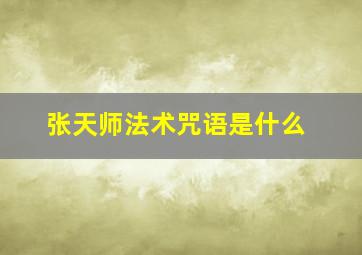 张天师法术咒语是什么