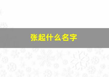 张起什么名字