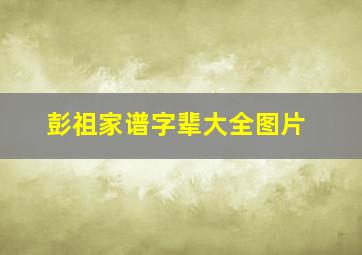 彭祖家谱字辈大全图片