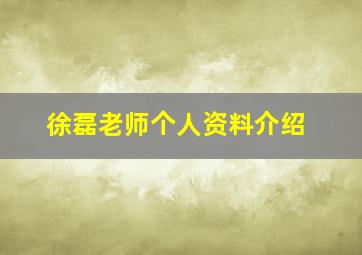 徐磊老师个人资料介绍