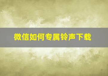 微信如何专属铃声下载